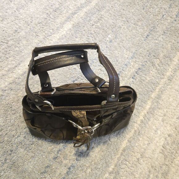 Coach Hampton Signature Shoulder Bag Purse Satchel Black Python Snake 10262 Y2K - Picture 1 of 12